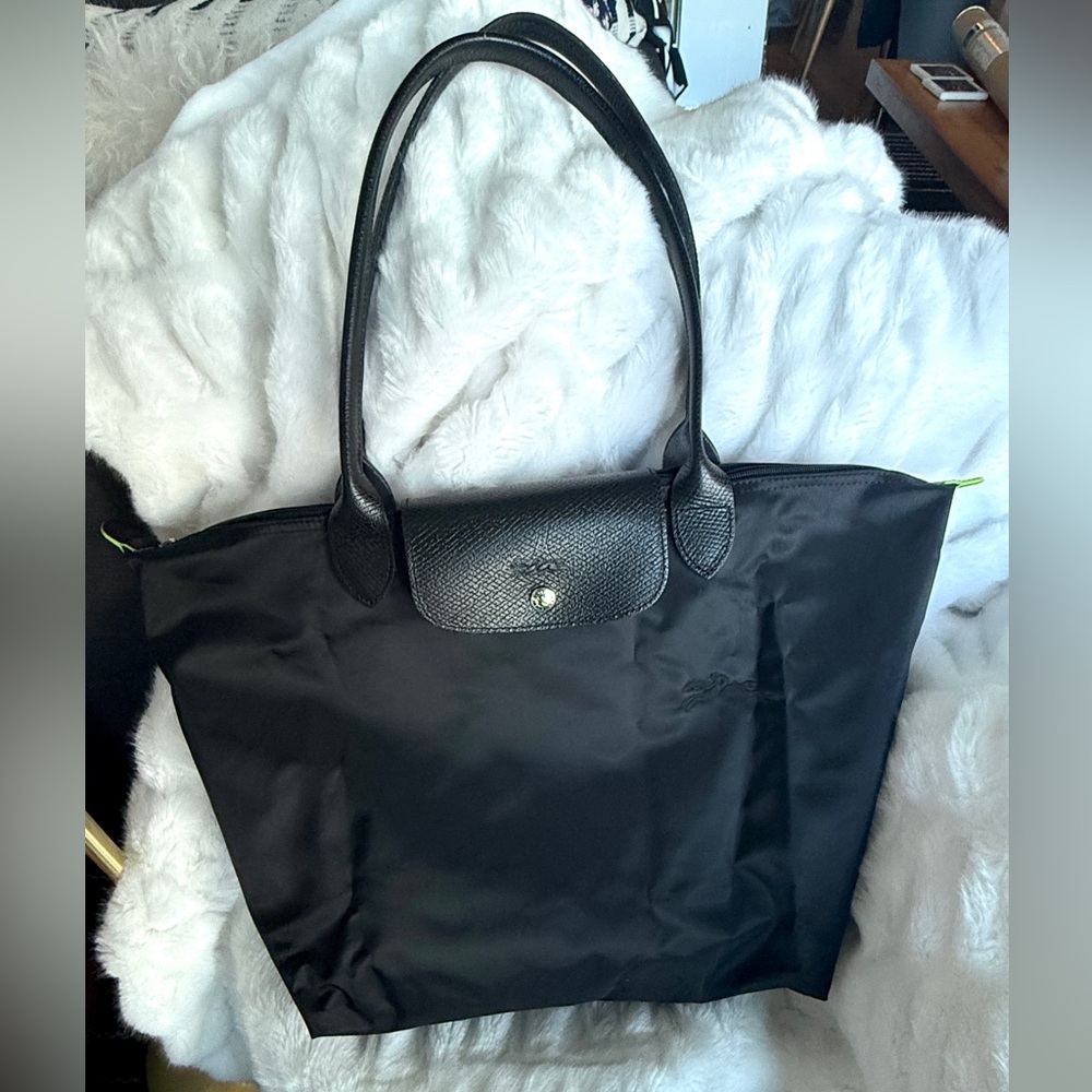 LONGCHAMP LE PLIAGE L TOTE BAG, Black, Recycled Canvas